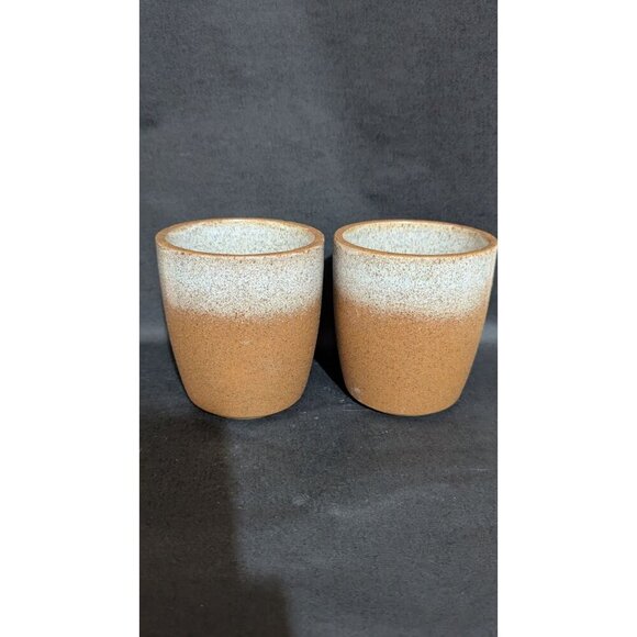 Stone + Lain Set Of 2 Ceramic Mugs 12 Oz Rustic Brown & White Gradient Finish - Picture 8 of 9